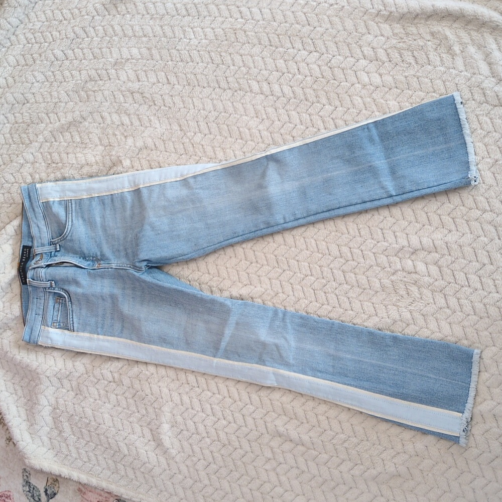 Veronica Beard Carly Kick Flare Jeans Ribbon Side Stripe Detail